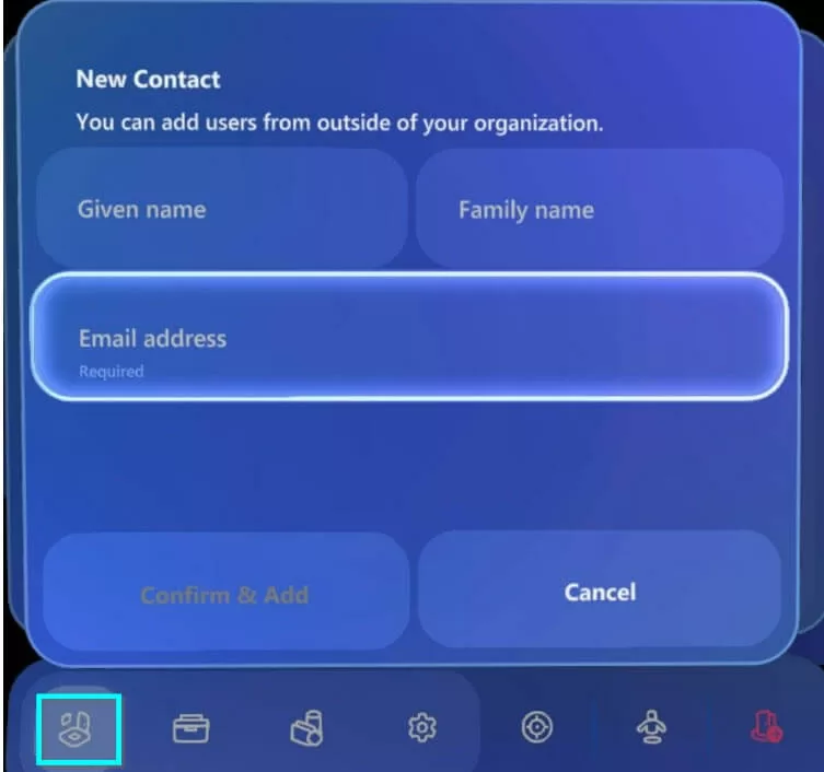 Adding Contacts in Space in Mesh Application using email id