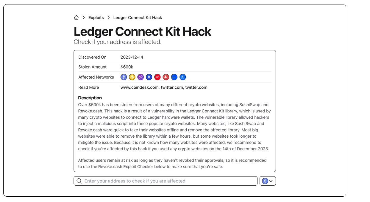 Ledger Connect Kit Hack Reporting